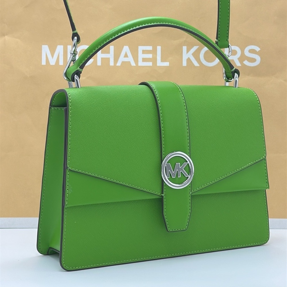 Michael Kors Greenwich Medium Saffiano Leather Satchel Crossbody Shoulder Bag - Picture 15 of 16